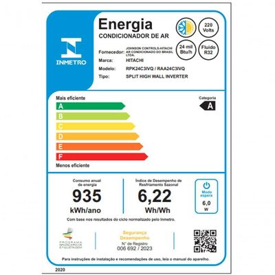 Ar Condicionado Split Hi Wall Inverter Hitachi Airhome 24.000 Btus Quente E Frio 220v R-32