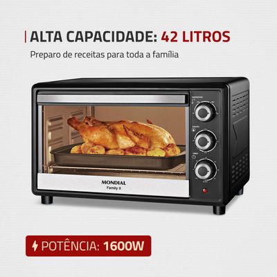 Forno Elétrico 42L Family II Mondial Preto e Inox  FR-42 127V