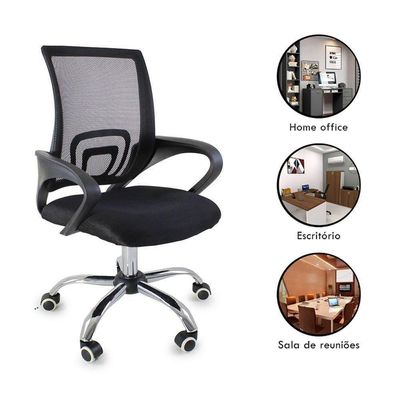 Kit 5 Cadeiras De Escritorio Begonia Tela Mesh Ergonomica - Preto