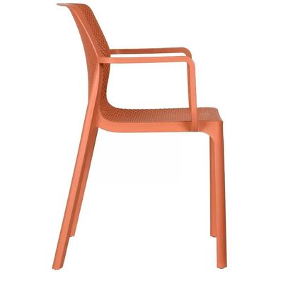 Kit 4 Cadeiras Com Braços Empilhavel Inmetro Sardenha Vega Fratini Polipropileno Terracota