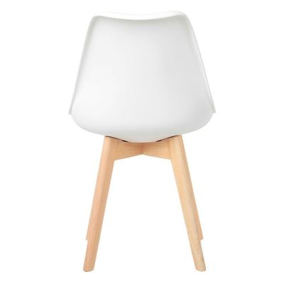 Kit 4 Cadeiras Charles Eames Leda Design Wood Estofada Base Madeira - Branca