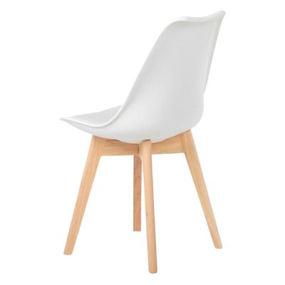 Kit 4 Cadeiras Charles Eames Leda Design Wood Estofada Base Madeira - Branca