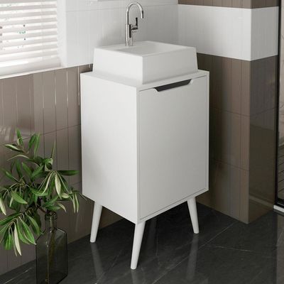 Gabinete 1 Porta Com Cuba Para Banheiro Bn3630x41 Branco Tecno Mobili Branco