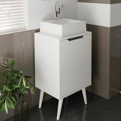 Gabinete 1 Porta Com Cuba Para Banheiro Bn3630x41 Branco Tecno Mobili Branco