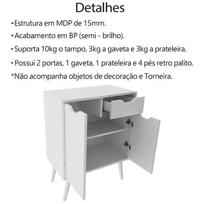 Gabinete Com Cuba Para Banheiro Bn3600x37 Branco Tecno Mobili Branco