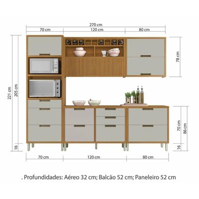 Cozinha Completa 5 Peças Imperatriz Nesher Freijó-off White