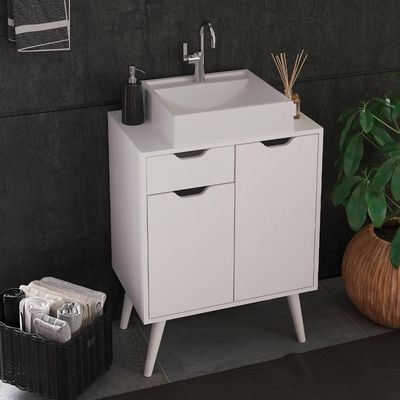 Gabinete Com Cuba Para Banheiro Bn3600x37 Branco Tecno Mobili Branco