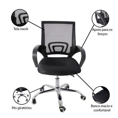 Kit 4 Cadeiras De Escritorio Begonia Tela Mesh Ergonomica
