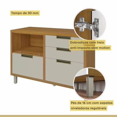 Cozinha 9 Peças ângulo Torre Quente 100% Mdf Imperatriz Nesher Freijó-off White