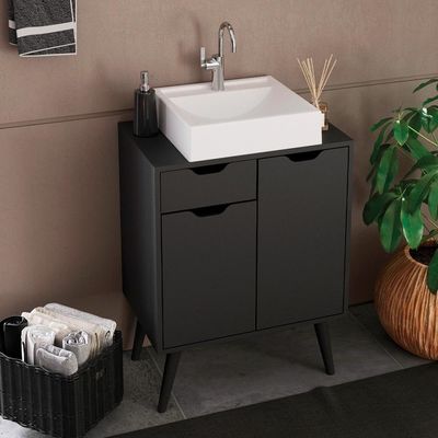 Gabinete Com Cuba Para Banheiro Bn3600x37 Preto Tecno Mobili Preto