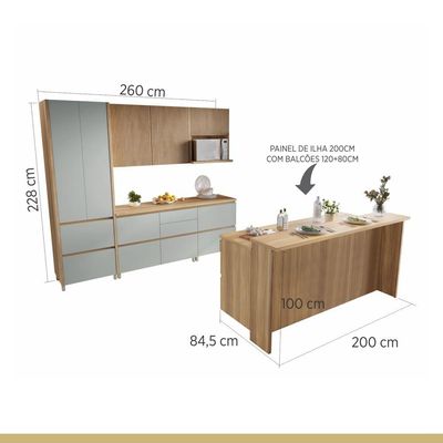 Cozinha 8 Peças 100% Mdf Rainha Gourmet Nature-verde