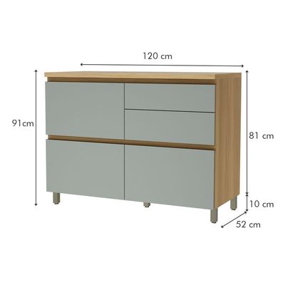 Cozinha 7 Peças 100% Mdf Rainha Nature-verde