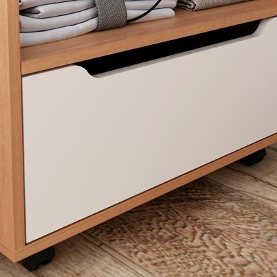 Balcao Gabinete 60 Cm 1 Gaveta E 4 Rodizios Bn3647 Amendoa Branco Tecno Mobili Amendoa Branco