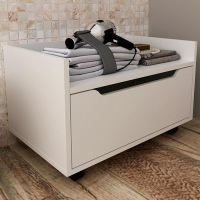 Balcao Gabinete 60 Cm 1 Gaveta E 4 Rodizios Bn3647 Branco Tecno Mobili Branco