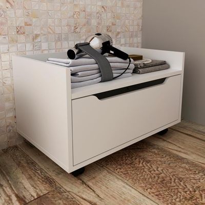 Balcao Gabinete 60 Cm 1 Gaveta E 4 Rodizios Bn3647 Branco Tecno Mobili Branco
