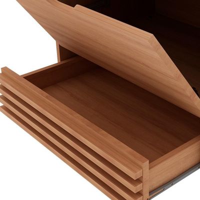 Balcao Gabinete 1 Gaveta Ripada Bn3613 Amendoa Marmore Branco Tecno Mobili Amendoa Marmore Branco