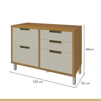 Balcão Para Cozinha 1 Porta 4 Gavetas Imperatriz Nesher Móveis Freijó-off White
