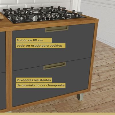 Balcão Para Cozinha 1 Porta 1 Gaveta Imperatriz Nesher Móveis Freijó-grafite