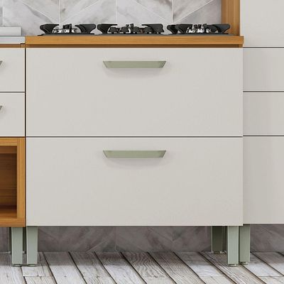 Balcão 1 Porta 1 Gaveta 80cm Em Mdf Princesa Nesher Freijó-off White