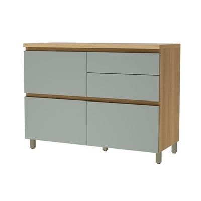 Balcão 1 Porta Basculante 4 Gavetas 120cm 100% Mdf Rainha Nature-verde