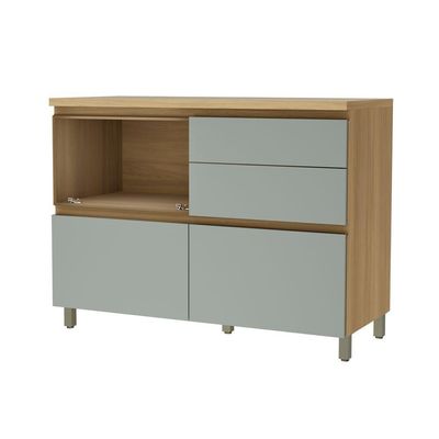 Balcão 1 Porta Basculante 4 Gavetas 120cm 100% Mdf Rainha Nature-verde