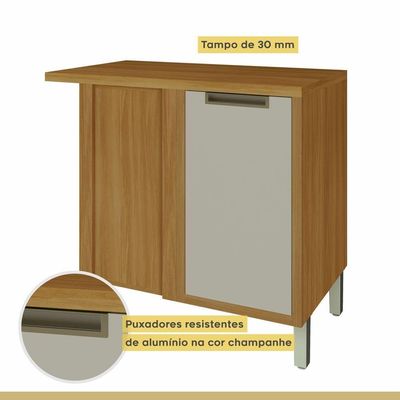 Balcão De Canto Para Cozinha 1 Porta Imperatriz Nesher Móveis Freijó-off White
