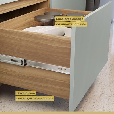 Balcão 1 Porta Basculante 1 Gaveta 80cm 100% Mdf Rainha Nature-verde