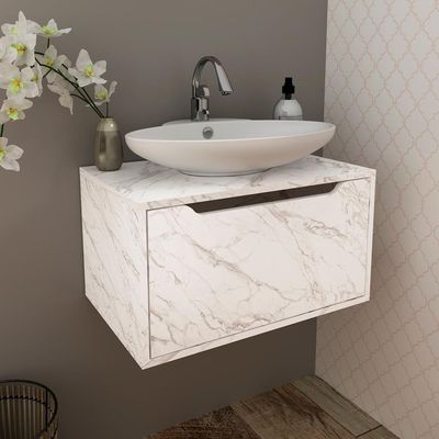 Balcao Gabinete 60 Cm 1 Porta Basculante Bn3646 Marmore Branco Tecno Mobili Marmore Branco