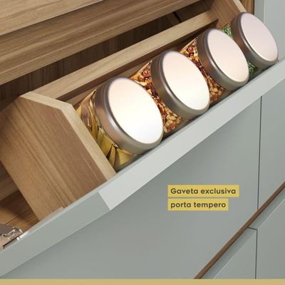 Balcão 1 Porta Basculante 4 Gavetas 120cm 100% Mdf Rainha Nature-verde