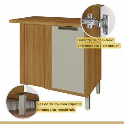 Balcão De Canto Para Cozinha 1 Porta Imperatriz Nesher Móveis Freijó-off White