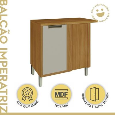 Balcão De Canto Para Cozinha 1 Porta Imperatriz Nesher Móveis Freijó-off White