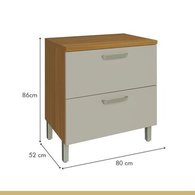 Balcão 1 Porta 1 Gaveta 80cm Em Mdf Princesa Nesher Freijó-off White