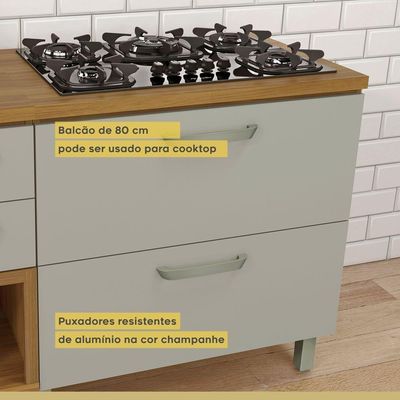 Balcão 1 Porta 1 Gaveta 80cm Em Mdf Princesa Nesher Freijó-off White