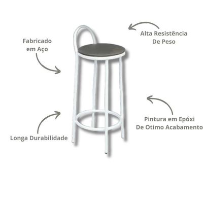 Banqueta Encosto Baixo Simples Branco Azulado