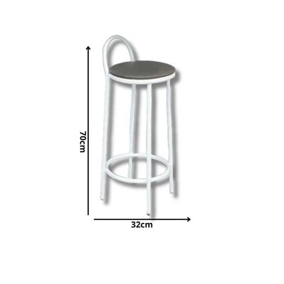 Banqueta Encosto Baixo Simples Branco Azulado