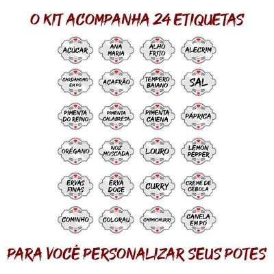Pote Tempero 16 Potes+24 Etiquetas Etiqueta Transparente