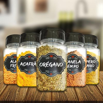 Pote Tempero 14 Potes+24 Etiquetas Titulos Etiqueta Preta