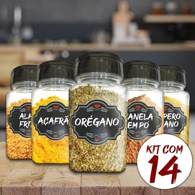 Pote Tempero 14 Potes+24 Etiquetas Titulos Etiqueta Preta