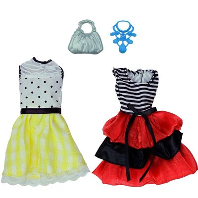Vestido Para Boneca - Doll Dress Kit 2 Looks - Listrado E Bolinha