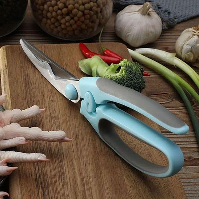 Tesoura De Cozinha P- Frango Peixe Carne Multifuncional Azul