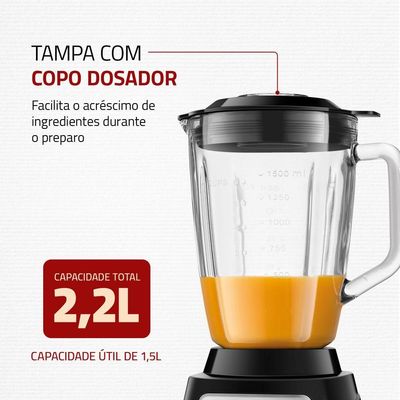 Liquidificador Mondial Turbo Glass L-1400-Gi 127V/60Hz