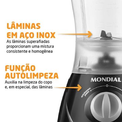Liquidificador Mondial 1,5l Easy Power 550w L-550-b 127v 110V