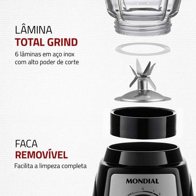 Liquidificador Mondial Turbo Glass L-1400-Gi 220V/60Hz