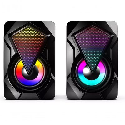 Caixa Caixinha De Som Gamer Rgb Para Pc Notebook Tv 6w Kp-ro800