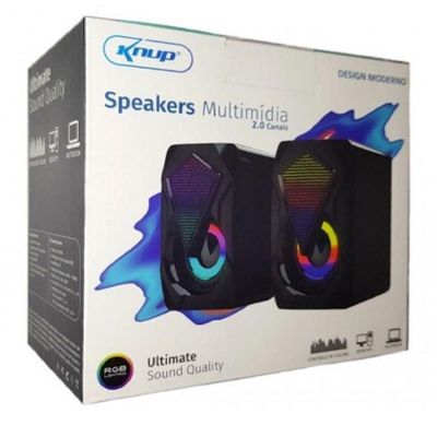 Caixa Caixinha De Som Gamer Rgb Para Pc Notebook Tv 6w Kp-ro800