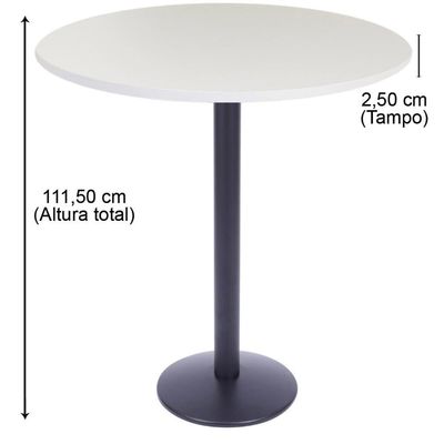 Mesa Bistrô Zeta 111,50 Cm (altura) Com Tampo Em Mdp Redonda 60 Cm Branco
