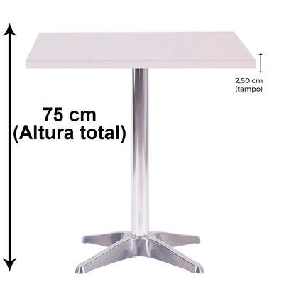 Mesa Delta 76,50 Cm (altura) Com Tampo Em Mdp Quadrado 60 Cm Branco
