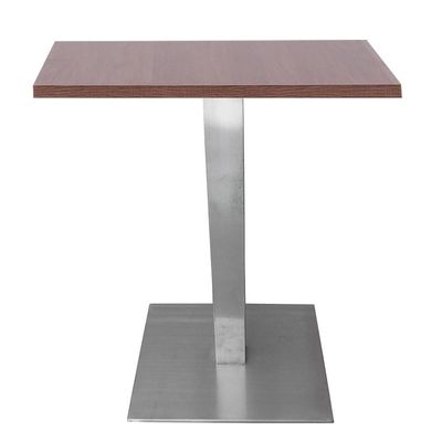 Mesa Alpha Inox 77,50 Cm (altura) Com Tampo Em Mdp Quadrado 60 Cm Imbuia