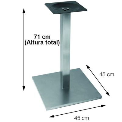 Mesa Alpha Inox 77,50 Cm (altura) Com Tampo Em Mdp Quadrado 60 Cm Imbuia