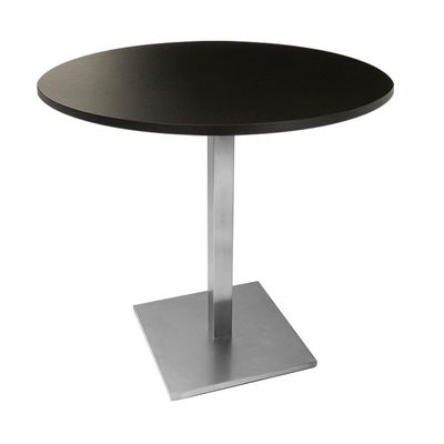 Mesa Alpha Inox 77,50 Cm (altura) Com Tampo Em Mdp Redonda 70 Cm Preto